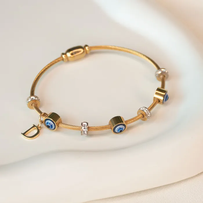 Upakarna Classic Evil Eye With Personalized Initial Necklaces