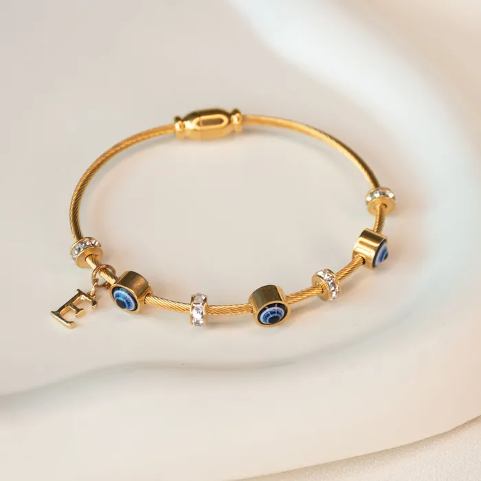 Upakarna Classic Evil Eye With Personalized Initial Necklaces