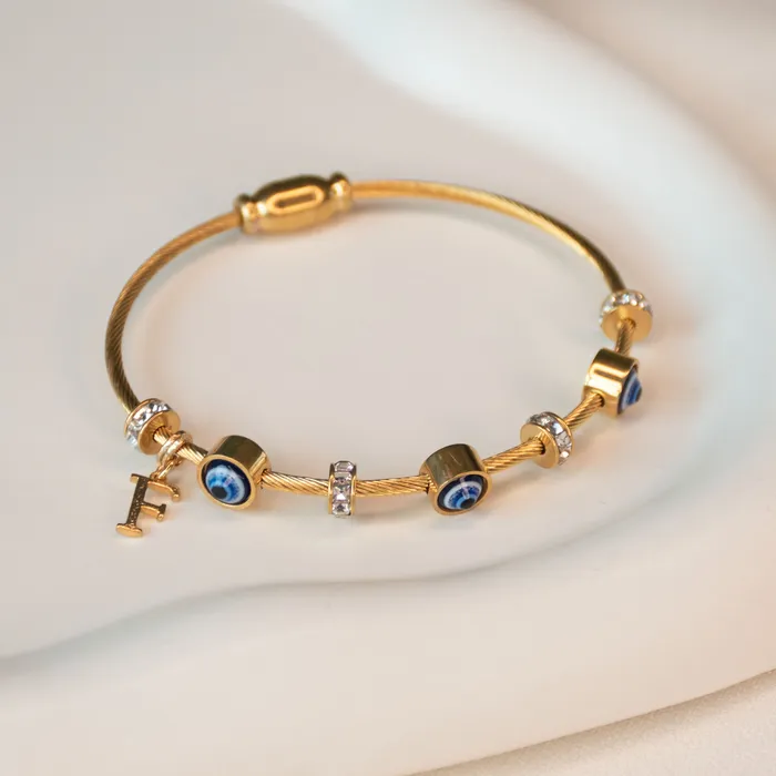 Upakarna Classic Evil Eye With Personalized Initial Necklaces