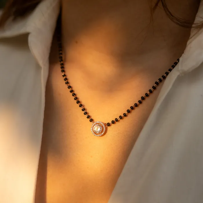Upakarna Round Diamond Mangalsutra Necklace Necklaces