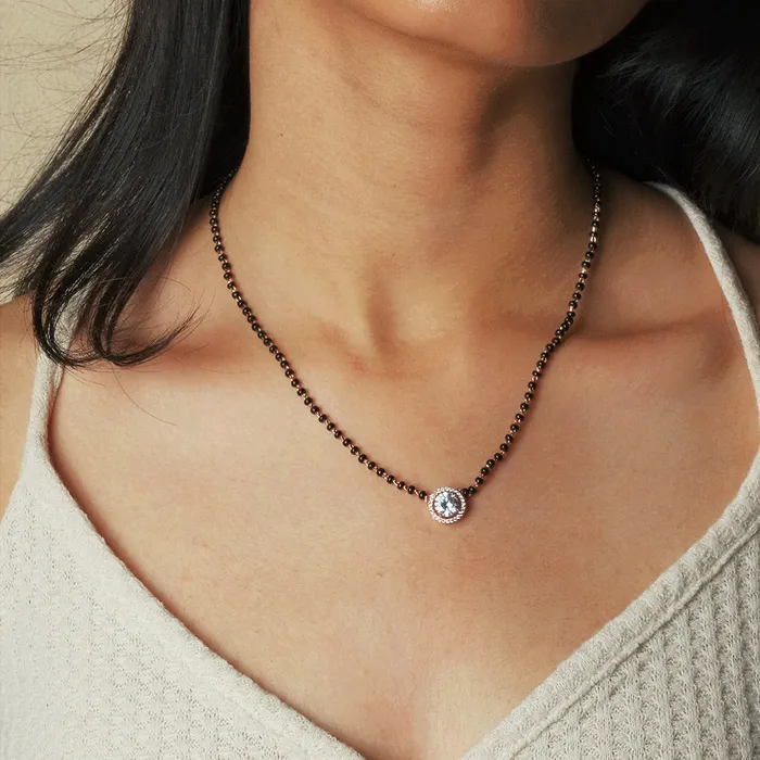 Upakarna Round Diamond Mangalsutra Necklace Necklaces
