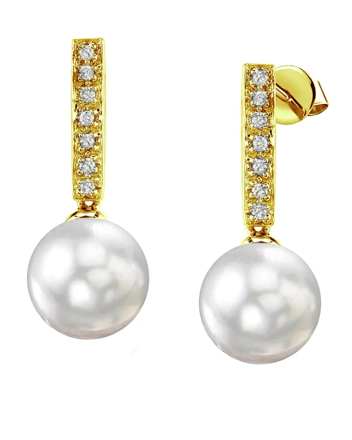 White South Sea Pearl Diamond High Life Dangle Earrings SPT Earrings